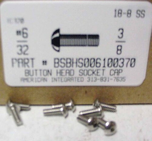 #6-32X3/8 BUTTON HEAD SOCKET CAP SCREW 18-8 STAINLESS STEEL