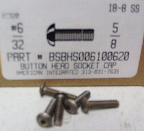 #6-32X5/8 BUTTON HEAD SOCKET CAP SCREW 18-8 STAINLESS STEEL