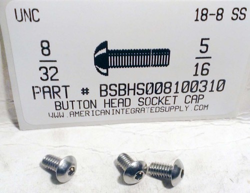 #8-32X5/16 BUTTON HEAD SOCKET CAP SCREW 18-8 STAINLESS STEEL