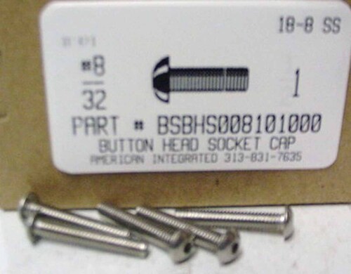 #8-32X1 BUTTON HEAD SOCKET CAP SCREW 18-8 STAINLESS STEEL