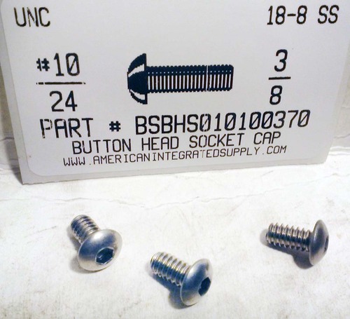 #10-24X3/8 BUTTON HEAD SOCKET CAP SCREW 18-8 STAINLESS STEEL