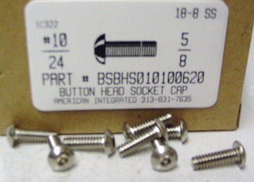 #10-24X5/8 BUTTON HEAD SOCKET CAP SCREW 18-8 STAINLESS STEEL