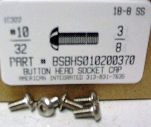 #10-32X3/8 BUTTON HEAD SOCKET CAP SCREW 18-8 STAINLESS STEEL