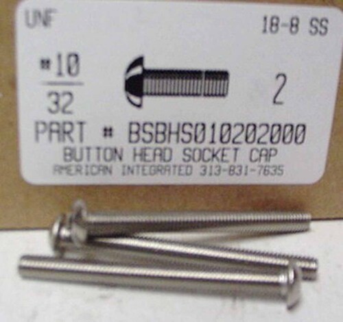 #10-32X2 BUTTON HEAD SOCKET CAP SCREW 18-8 STAINLESS STEEL