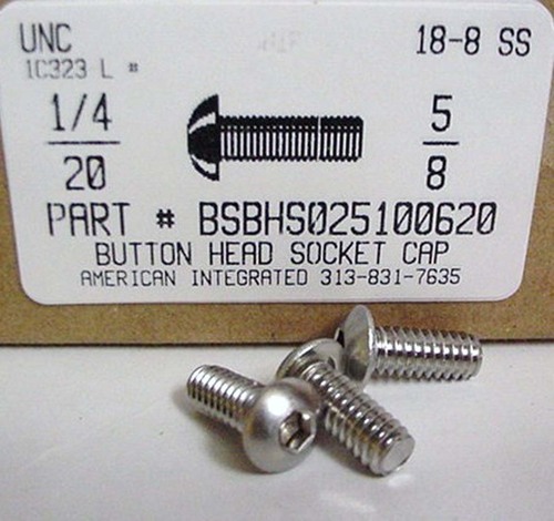 1/4-20X5/8 BUTTON HEAD SOCKET CAP SCREW 18-8 STAINLESS STEEL