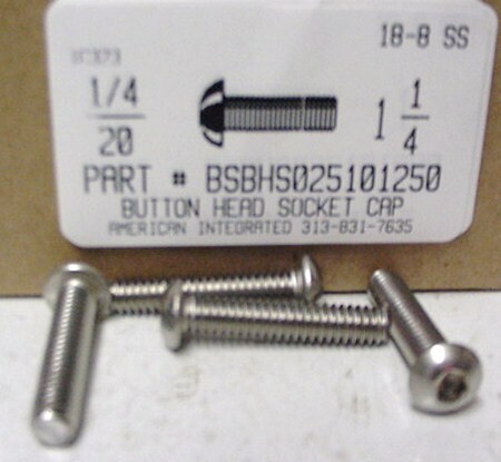 1/4-20X1-1/4 BUTTON HEAD SOCKET CAP SCREW 18-8 STAINLESS STEEL