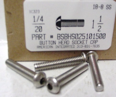 1/4-20X1-1/2 BUTTON HEAD SOCKET CAP SCREW 18-8 STAINLESS STEEL