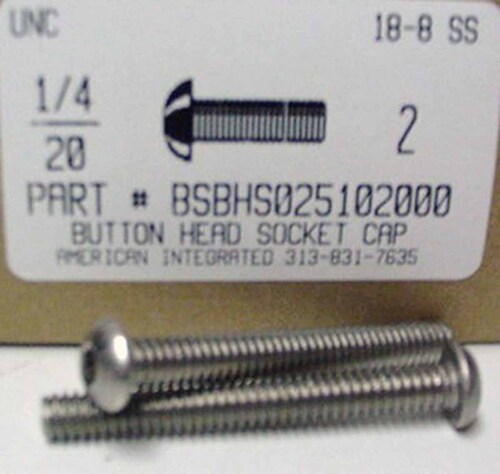 1/4-20X2 BUTTON HEAD SOCKET CAP SCREW 18-8 STAINLESS STEEL