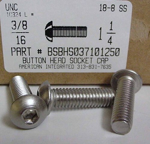 3/8-16X1-1/4 BUTTON HEAD SOCKET CAP SCREW 18-8 STAINLESS STEEL