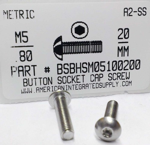 M5-.80X20mm BUTTON HEAD SOCKET CAP SCREW A2 STAINLESS STEEL D7380