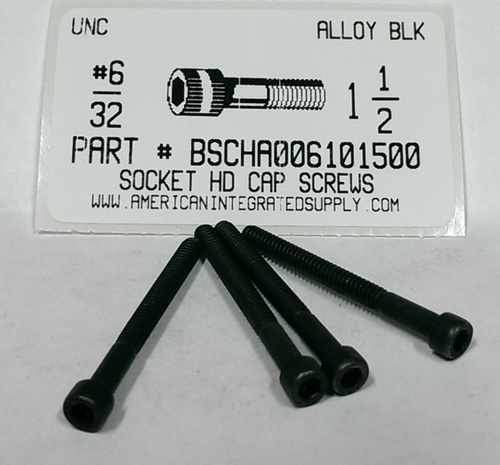 #6-32X1-1/2 SOCKET HEAD CAP SCREW ALLOY STEEL BLACK