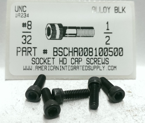 #8-32X1/2 SOCKET HEAD CAP SCREW ALLOY STEEL BLACK