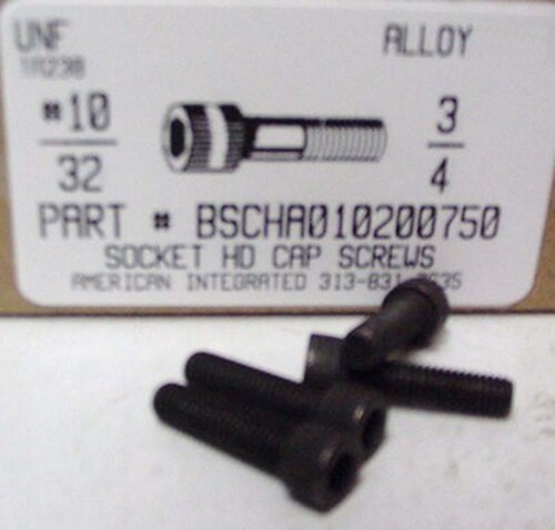 #10-32X3/4 SOCKET HEAD CAP SCREW ALLOY STEEL BLACK