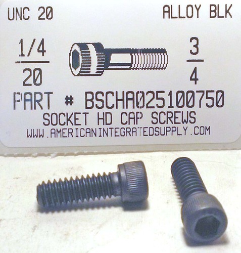 1/4-20X3/4 SOCKET HEAD CAP SCREW ALLOY STEEL BLACK