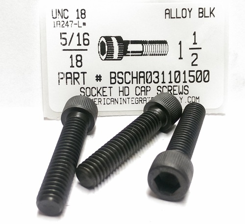 5/16-18X1-1/2 SOCKET HEAD CAP SCREW ALLOY STEEL BLACK