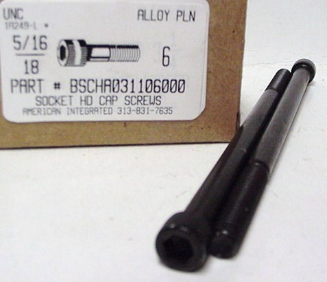 5/16-18X6 SOCKET HEAD CAP SCREW ALLOY STEEL BLACK