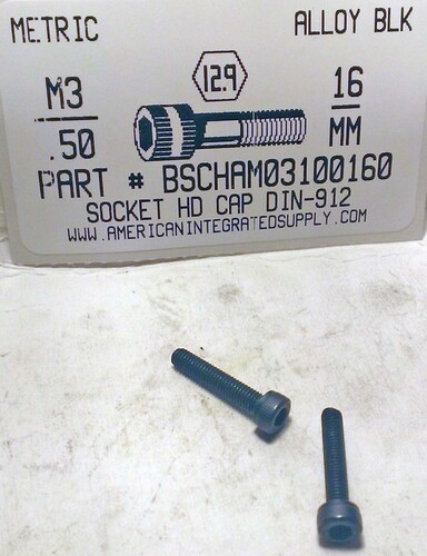 M3-.50X16mm SOCKET HEAD CAP SCREW 12.9 STEEL BLACK D912