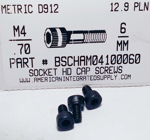 M4-.70X6mm SOCKET HEAD CAP SCREW 12.9 STEEL BLACK D912