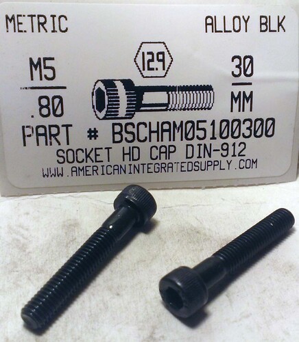 M5-.80X30mm SOCKET HEAD CAP SCREW 12.9 STEEL BLACK D912