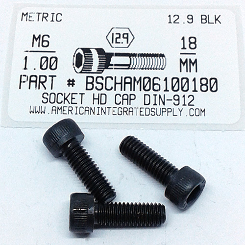 M6-1.00X18mm SOCKET HEAD CAP SCREW 12.9 STEEL BLACK D912