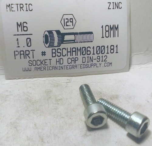 M6-1.00X18mm SOCKET HEAD CAP SCREW 12.9 STEEL ZINC D912