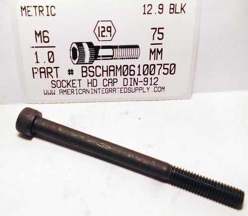 M6-1.00X75mm SOCKET HEAD CAP SCREW 12.9 STEEL BLACK D912