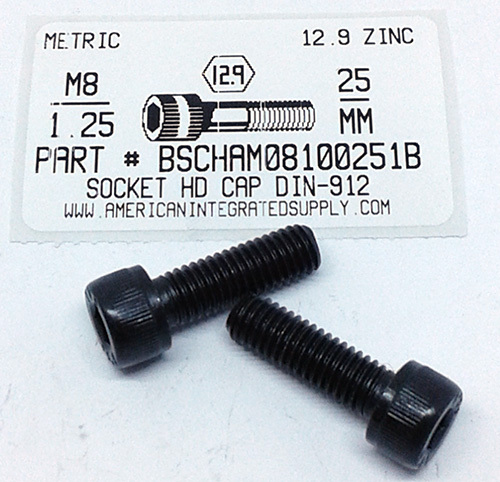 M8-1.25X25mm SOCKET HEAD CAP SCREW 12.9 STEEL BLACK D912