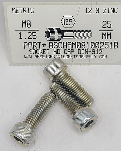 M8-1.25X25mm SOCKET HEAD CAP SCREW 12.9 STEEL ZINC D912