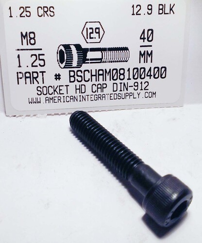 M8-1.25X40MM SOCKET HEAD CAP SCREW 12.9 STEEL BLACK D912