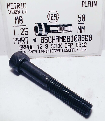 M8-1.25X50mm SOCKET HEAD CAP SCREW 12.9 STEEL BLACK D912