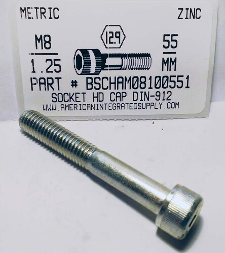 M8-1.25X55mm SOCKET HEAD CAP SCREW 12.9 STEEL ZINC D912