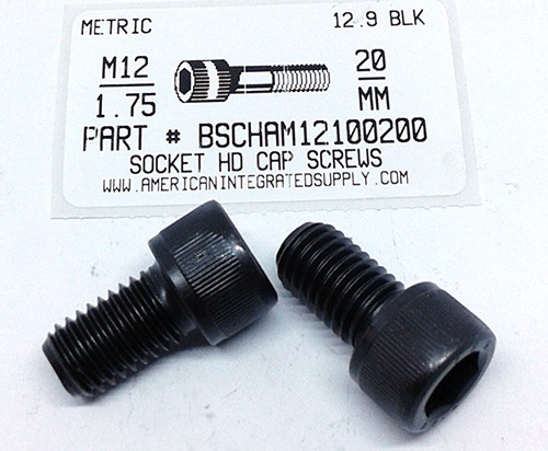 M12-1.75X20mm SOCKET HEAD CAP SCREW 12.9 STEEL BLACK D912