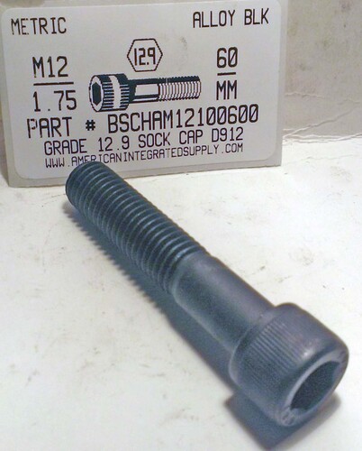 M12-1.75X60mm SOCKET HEAD CAP SCREW 12.9 STEEL BLACK D912