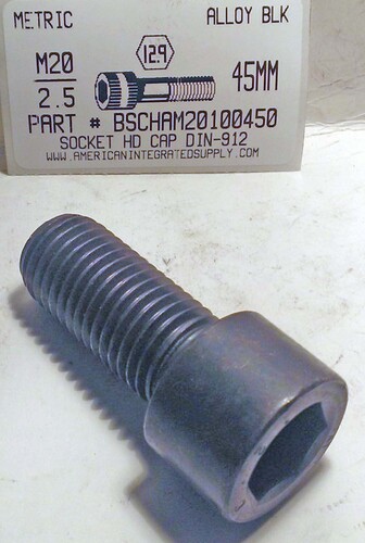 M20-2.50X45mm SOCKET HEAD CAP SCREW 12.9 STEEL PLAIN D912