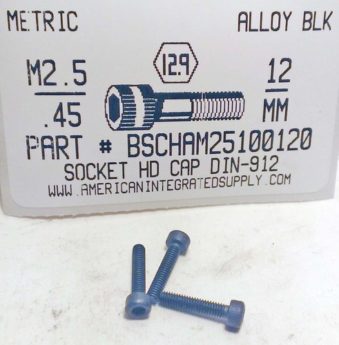 M2.5-.45X12mm SOCKET HEAD CAP SCREW 12.9 STEEL PLAIN D912