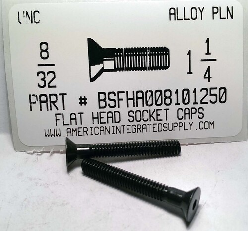 #8-32X1-1/4 FLAT HEAD SOCKET CAP SCREW ALLOY STEEL BLACK