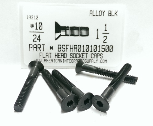 #10-24X1-1/2 FLAT HEAD SOCKET CAP SCREW ALLOY STEEL BLACK