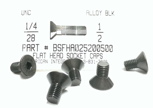 1/4-28X1/2 FLAT HEAD SOCKET CAP SCREW ALLOY STEEL BLACK