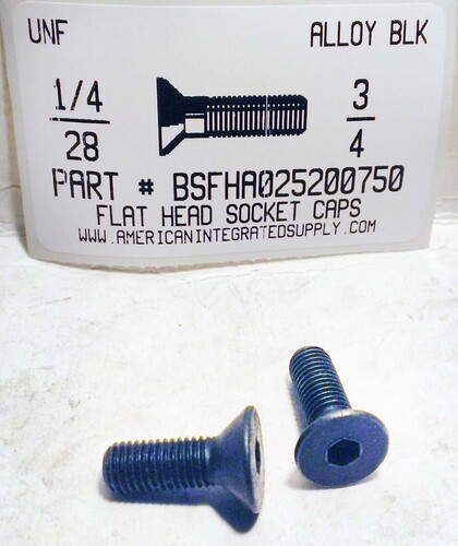 1/4-28X3/4 FLAT HEAD SOCKET CAP SCREW ALLOY STEEL BLACK