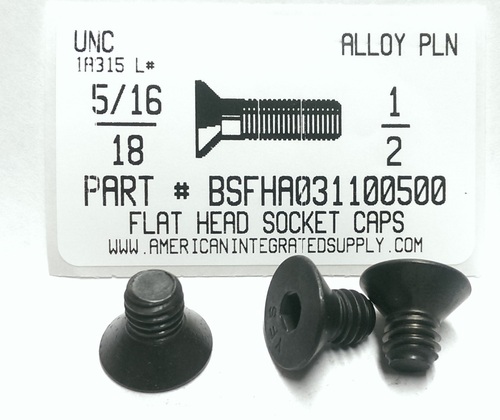 5/16-18X1/2 FLAT HEAD SOCKET CAP SCREW ALLOY STEEL BLACK