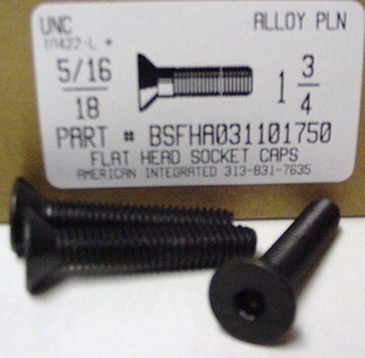 5/16-18X1-3/4 FLAT HEAD SOCKET CAP SCREW ALLOY STEEL BLACK