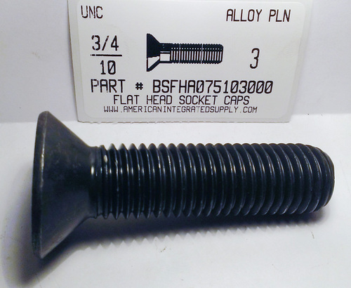 3/4-10X3 FLAT HEAD SOCKET CAP SCREW ALLOY STEEL BLACK