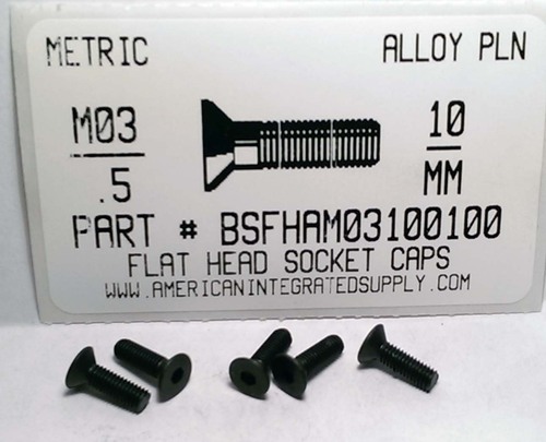 M3-.50X10mm FLAT HEAD SOCKET CAP SCREW 10.9 STEEL BLACK D7991