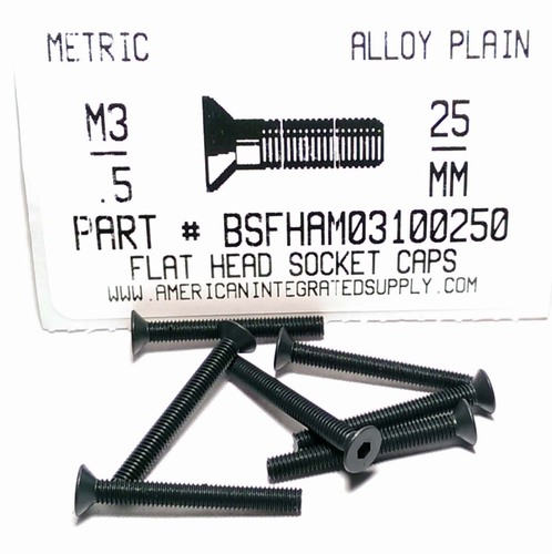 M3-.50X25mm FLAT HEAD SOCKET CAP SCREW 10.9 STEEL BLACK D7991