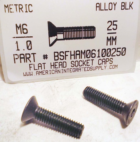 M6-1.00X25MM FLAT HEAD SOCKET CAP SCREW 12.9 STEEL BLACK D7991