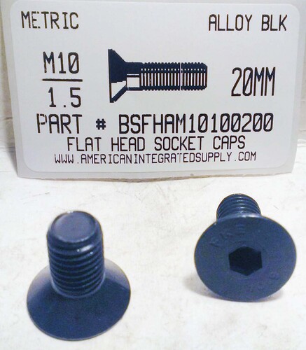 M10-1.50X20mm FLAT HEAD SOCKET CAP SCREW 10.9 STEEL BLACK D7991