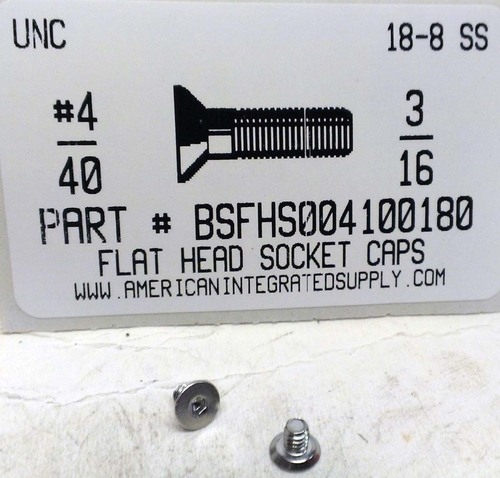 #4-40X3/16 FLAT HEAD SOCKET CAP SCREW 18-8 STAINLESS STEEL