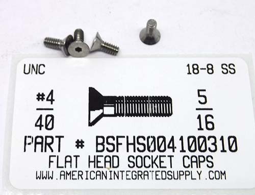 #4-40X5/16 FLAT HEAD SOCKET CAP SCREW 18-8 STAINLESS STEEL