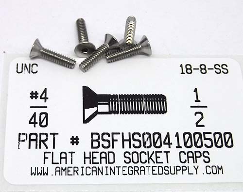 #4-40X1/2 FLAT HEAD SOCKET CAP SCREW 18-8 STAINLESS STEEL