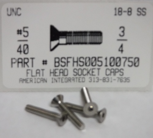 #5-40X3/4 FLAT HEAD SOCKET CAP SCREW 18-8 STAINLESS STEEL